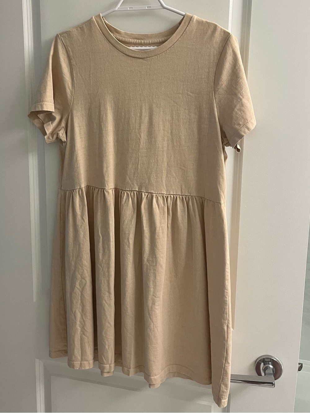 Twik by Simons Organic Cotton Babydoll T-Shirt Dress – Beige – Size L